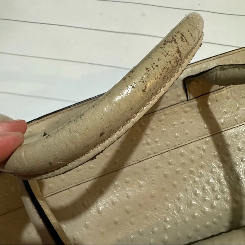 Kate Spade ♠️ Charm City Bow‎ Ostrich Leather Diehl Sidewalk Tote Bag Purse